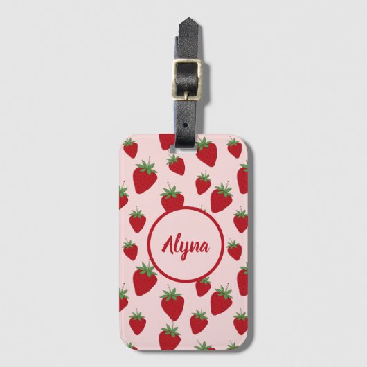 Cute Strawberry Pattern Bagagelabel (Voorkant (verticaal))
