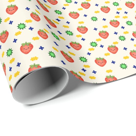Cute Strawberry Pattern Cadeaupapier (Rol Hoek)