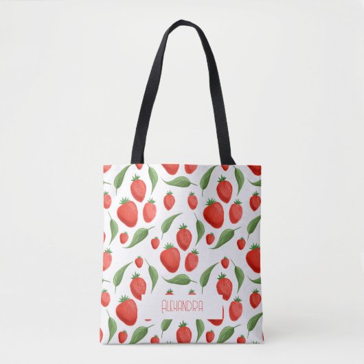 Cute Strawberry Pattern Eco Tote Bag (Voorkant)