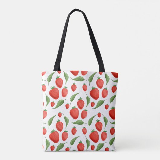Cute Strawberry Pattern Eco Tote Bag (Achterkant)