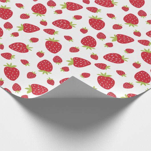 Cute Strawberry Pattern First Birthday Party Cadeaupapier (Hoek)