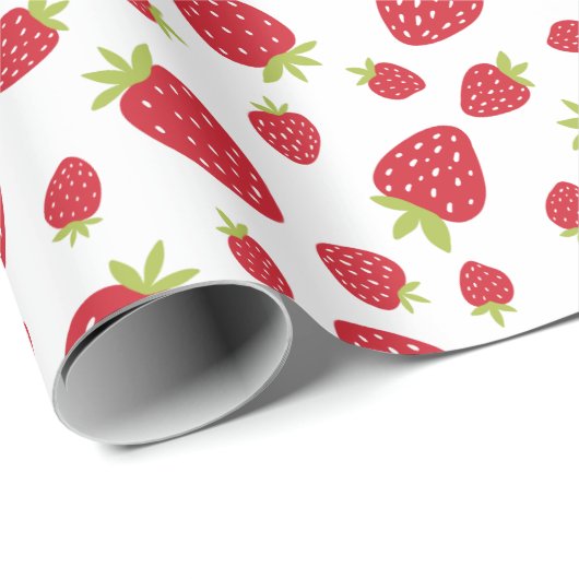 Cute Strawberry Pattern First Birthday Party Cadeaupapier (Rol Hoek)