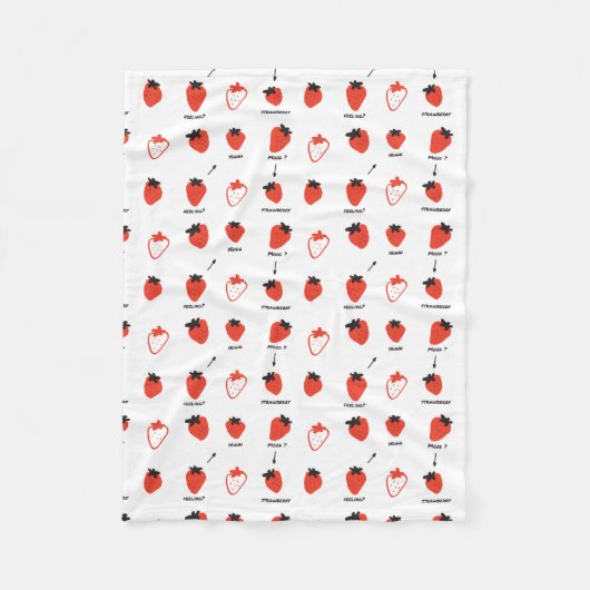 Cute Strawberry Pattern Fleece Blanket Cozy Kawaii (Voorkant)