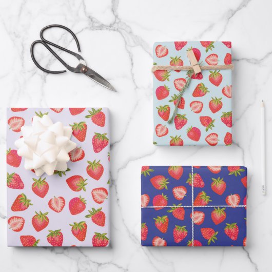 Cute Strawberry Pattern Inpakpapier Vel (Voorkant)