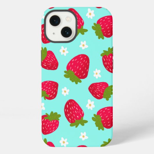 Cute Strawberry Pattern iPhone Hoesje (Achterkant)