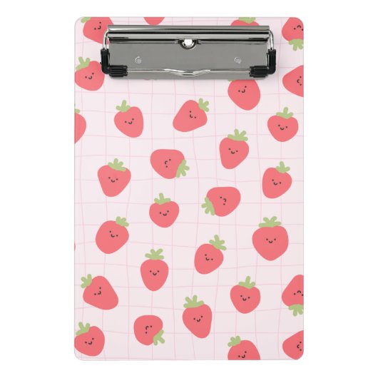 Cute Strawberry Pattern – Kawaii Strawberry Mini Klembord (Voorkant)