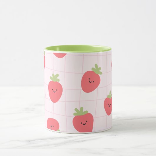 Cute Strawberry Pattern – Kawaii Strawberry Mok (Midden)