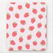 Cute Strawberry Pattern – Kawaii Strawberry Muismat (Voorkant)