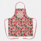Cute Strawberry Pattern Monogram Roze Schort (Voorkant)