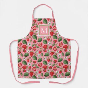 Cute Strawberry Pattern Monogram Roze Schort