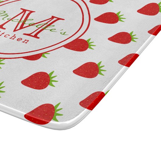 Cute Strawberry Pattern - Monogramed Snijplank (Hoek)