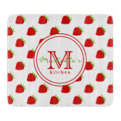 Cute Strawberry Pattern - Monogramed Snijplank (Voorkant)