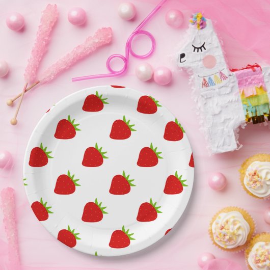 Cute Strawberry Pattern Papieren Bordje (Feest)
