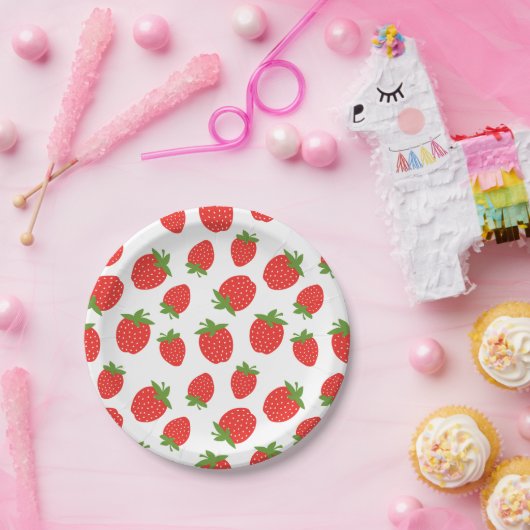 Cute Strawberry Pattern Papieren Bordje (Feest)