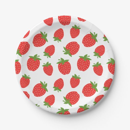 Cute Strawberry Pattern Papieren Bordje (Voorkant)