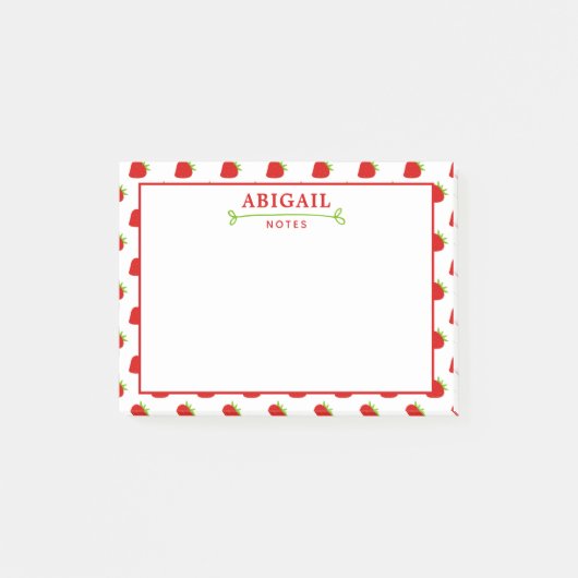Cute Strawberry Pattern Personalized Post-it® Notes (Voorkant)