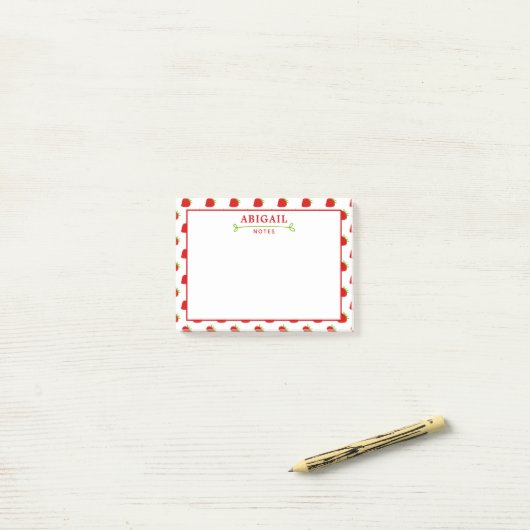 Cute Strawberry Pattern Personalized Post-it® Notes (Op bureau)