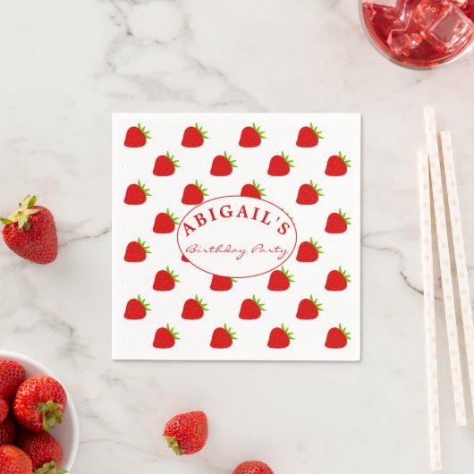 Cute Strawberry Pattern Personalized Servet (Insitu)