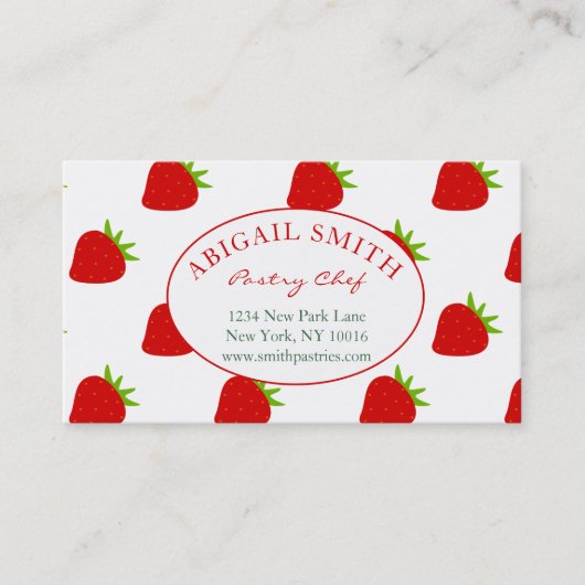 Cute Strawberry Pattern Personalized Visitekaartje (Voorkant)