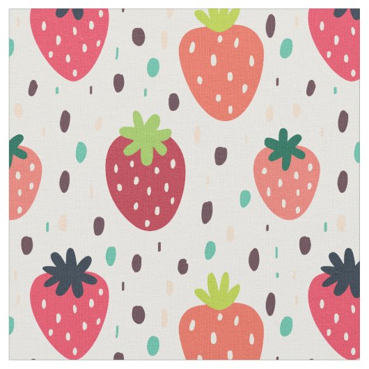Cute Strawberry Pattern Stof (Close Up)