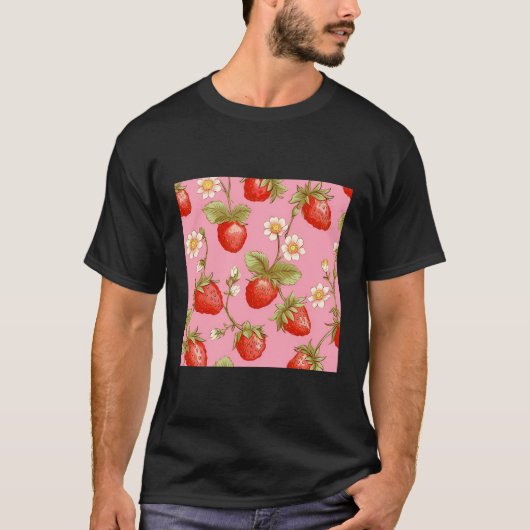 Cute Strawberry Pattern T-shirt (Voorkant)