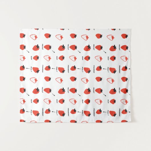 Cute Strawberry Pattern Tapestry Room Decor Wandkleed (Voorkant (horizontaal))