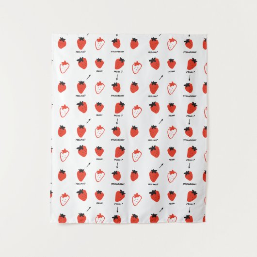 Cute Strawberry Pattern Tapestry Room Decor Wandkleed (Voorkant)