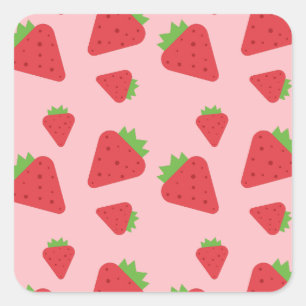 Cute Strawberry Pattern Vierkante Sticker