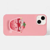 Cute Strawberry Phone Case – Pink Design iPhone Hoesje (Achterkant horizontaal)