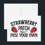 Cute strawberry pick your own business  briefkaart<br><div class="desc">Cute strawberry pick your own business postcard</div>