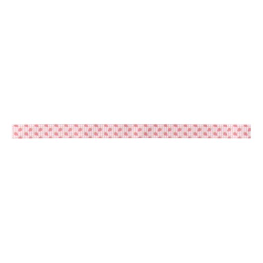 Cute Strawberry Pink Gingham Play Satijnen Lint (Voorkant)