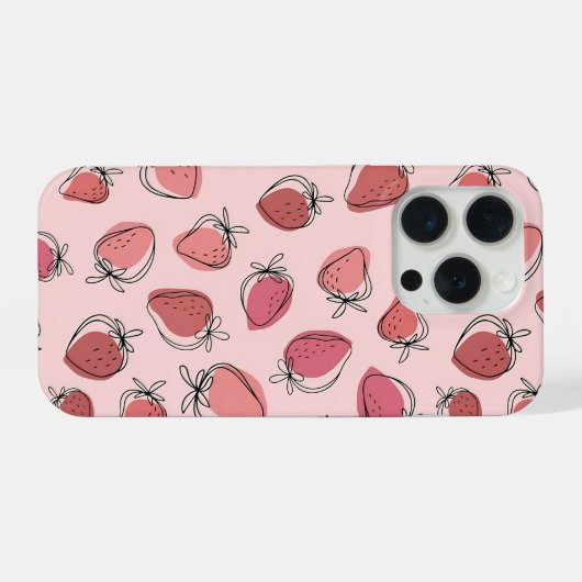Cute Strawberry Pink Pattern Phone Case iPhone Hoesje (Achterkant horizontaal)
