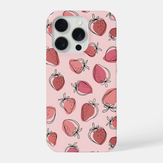 Cute Strawberry Pink Pattern Phone Case iPhone Hoesje (Achterkant)
