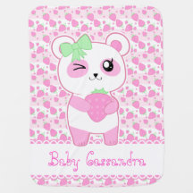 Cute Strawberry roze Kawaii Panda beer