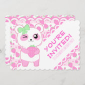 Cute Strawberry roze Kawaii Panda beer Kaart (Voorkant / Achterkant)