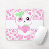 Cute Strawberry roze Kawaii Panda beer Muismat (Met muis)