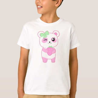Cute Strawberry roze Kawaii Panda beer T-shirt