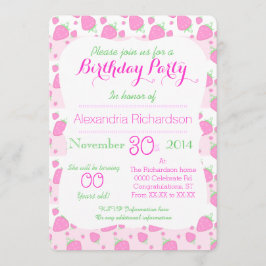 Cute Strawberry roze Kawaii Panda verjaarfeest Kaart