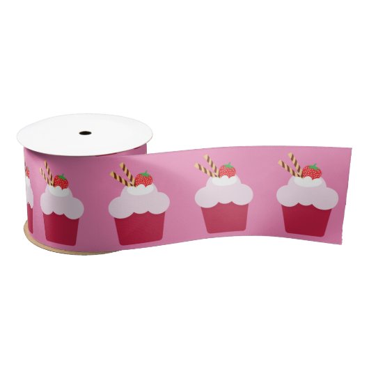 Cute Strawberry Shortcakes Patroon Satijnen Lint (Spoel)
