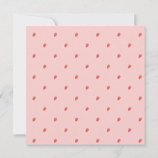 Cute Strawberry Square Invitation Kaart (Achterkant)