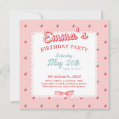Cute Strawberry Square Invitation Kaart (Voorkant)