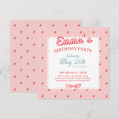 Cute Strawberry Square Invitation Kaart (Voorkant / Achterkant)