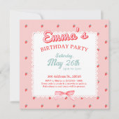 Cute Strawberry Square Invitation Kaart (Voorkant)