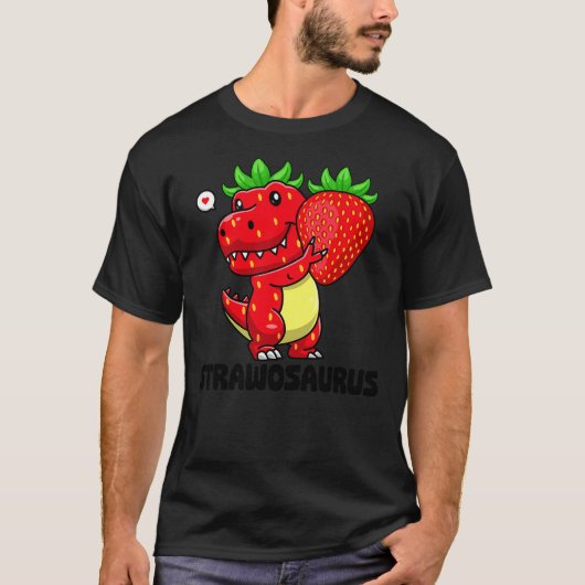 Cute Strawberry Summer Fruit Lover Dinosaur T Rex T-shirt (Voorkant)