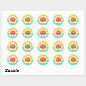 Cute Strawberry Swimmer Birthday Ronde Sticker (Vel)