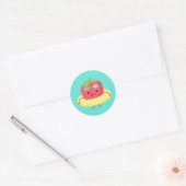Cute Strawberry Swimmer Ronde Sticker (Envelop)