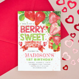 Cute Strawberry Theme Birthday Invitation Kaart