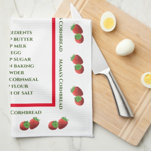 Cute Strawberry Thereipe Theedoek (Quarter Fold)