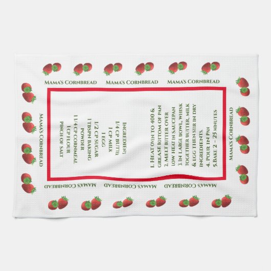 Cute Strawberry Thereipe Theedoek (Horizontaal)