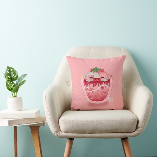 Cute Strawberry Throw Pillow – Kawaii Design Kussen (Stoel)